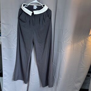 Princess Polly Charcoal Pants with Ivory Trim